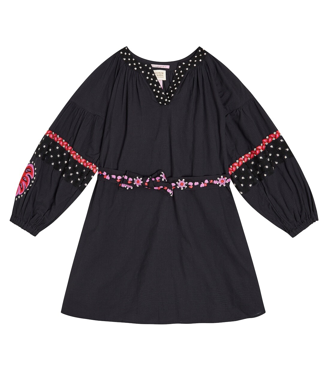 

Платье из хлопка с вышивкой Scotch & Soda Kids, черный
