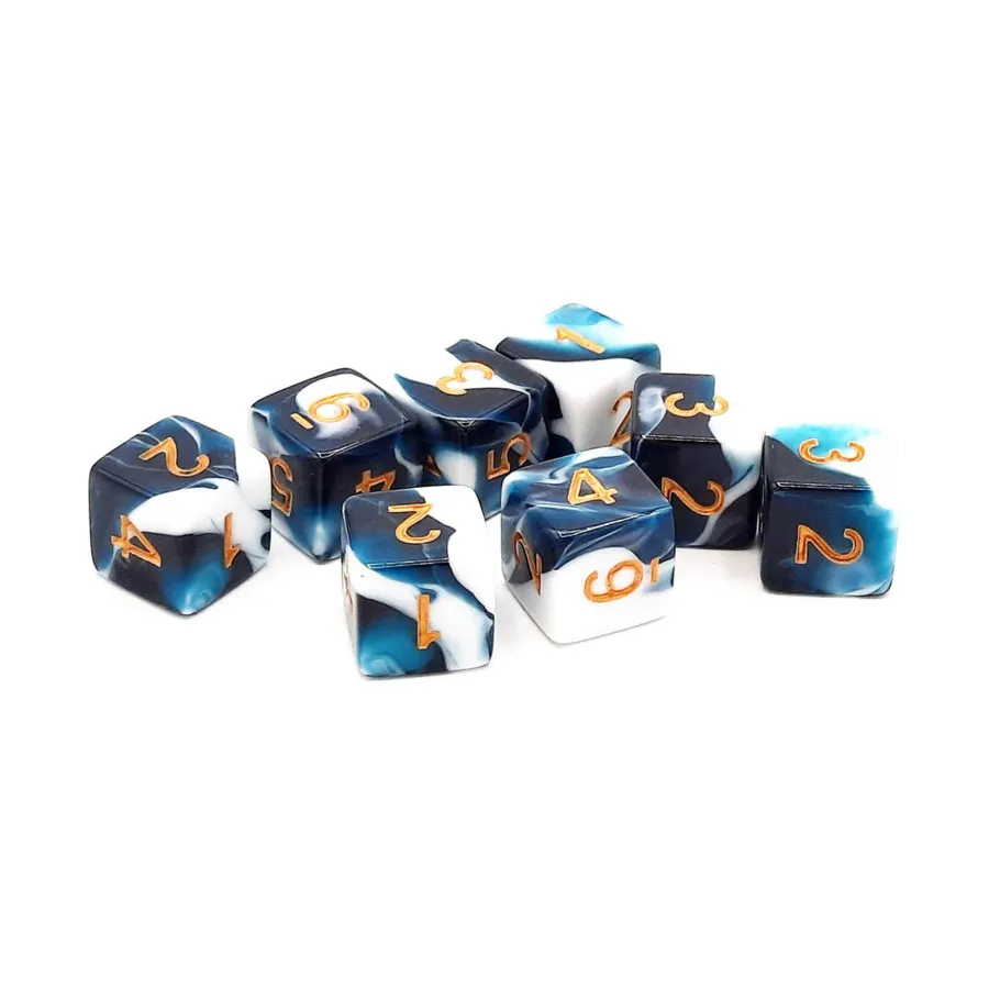 

Набор d6 — темно-синий и белый с золотом (8), Acrylic-Resin Dice - Vorpal (d6s)