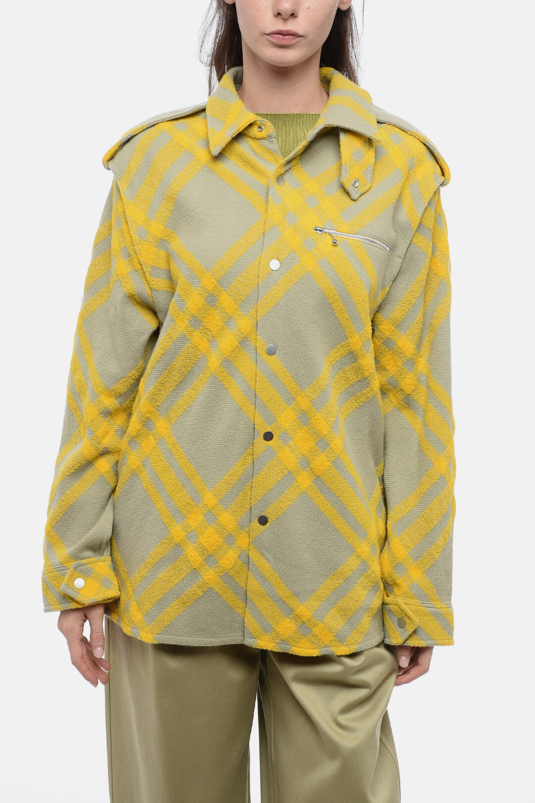 

Рубашка-шорты Burberry Alpaca Blend Tartan, желтый