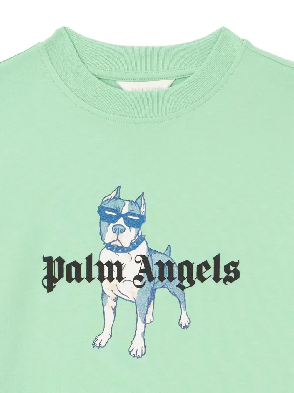 Футболка с собачьим принтом Palm Angels Kids, зеленый — фото 3
