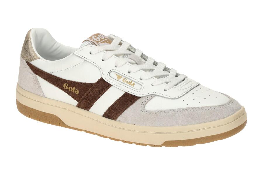 Кроссовки Gola Hawk Shoes белые коричневые женские CLB336