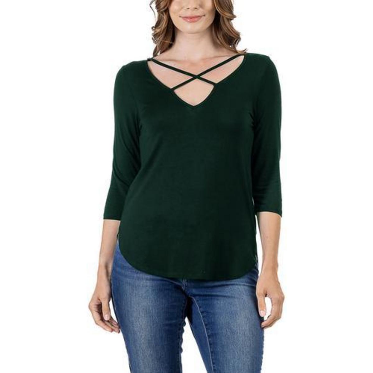 

Плюс Женский топ-пуловер Hi-Low на шнуровке 24seven Comfort Apparel, черный