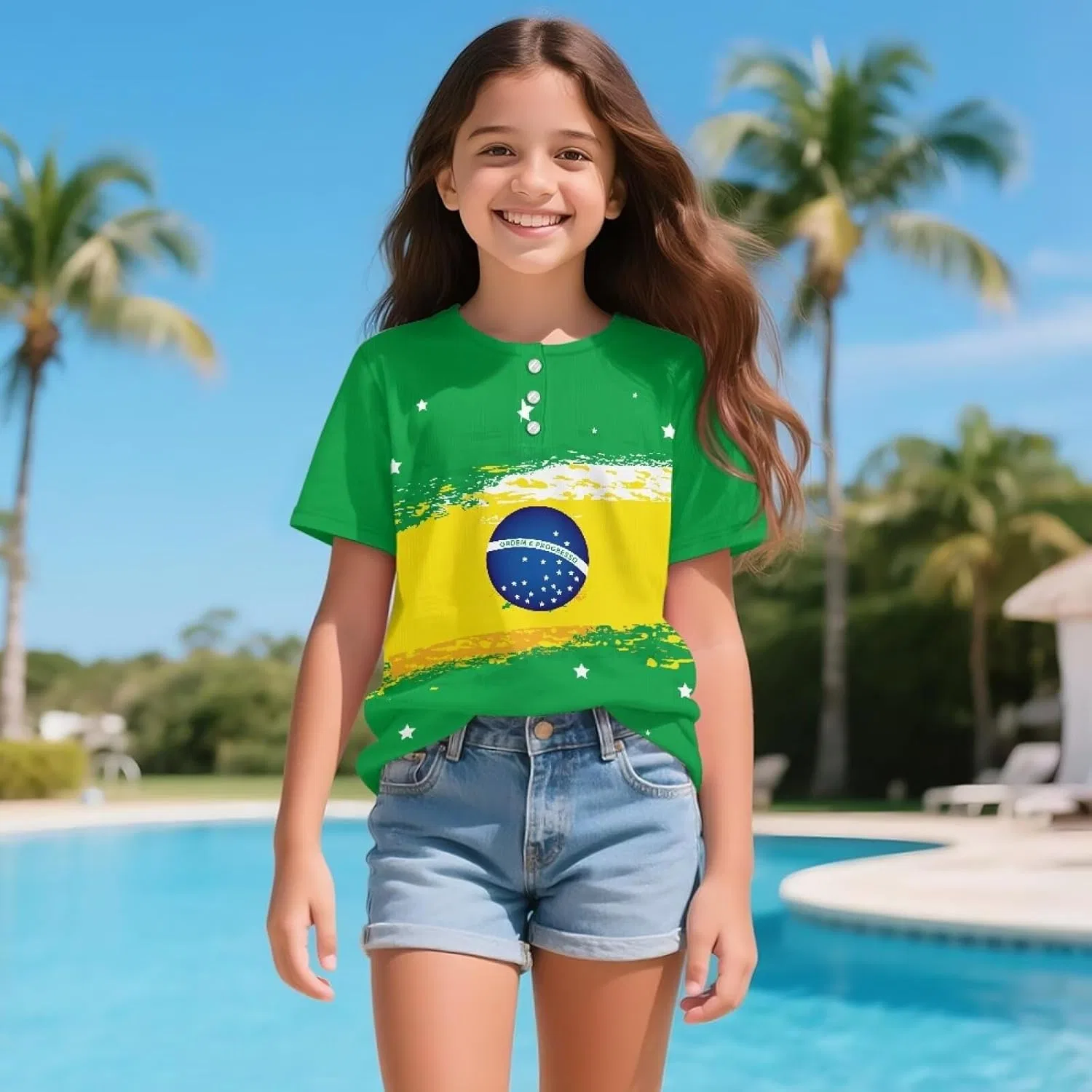 Футболка детская с принтом, Gzzxiailg, Brazil Flag — фото 4