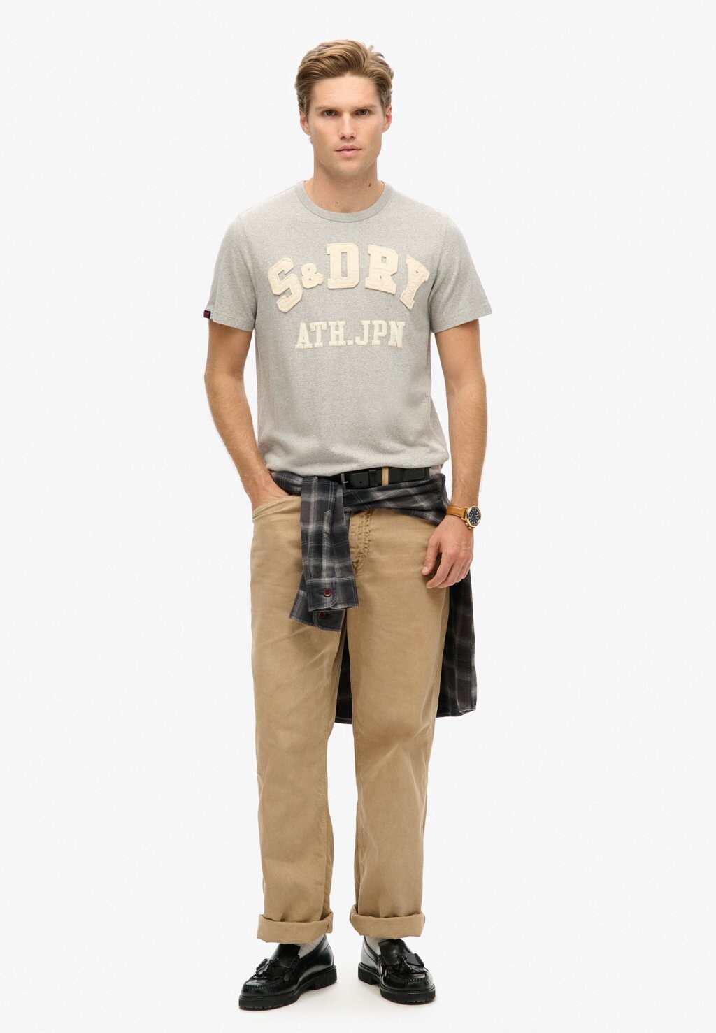 

Футболка с принтом VINTAGE ATHLETIC SHORT SLEEVE Superdry, светло-серый