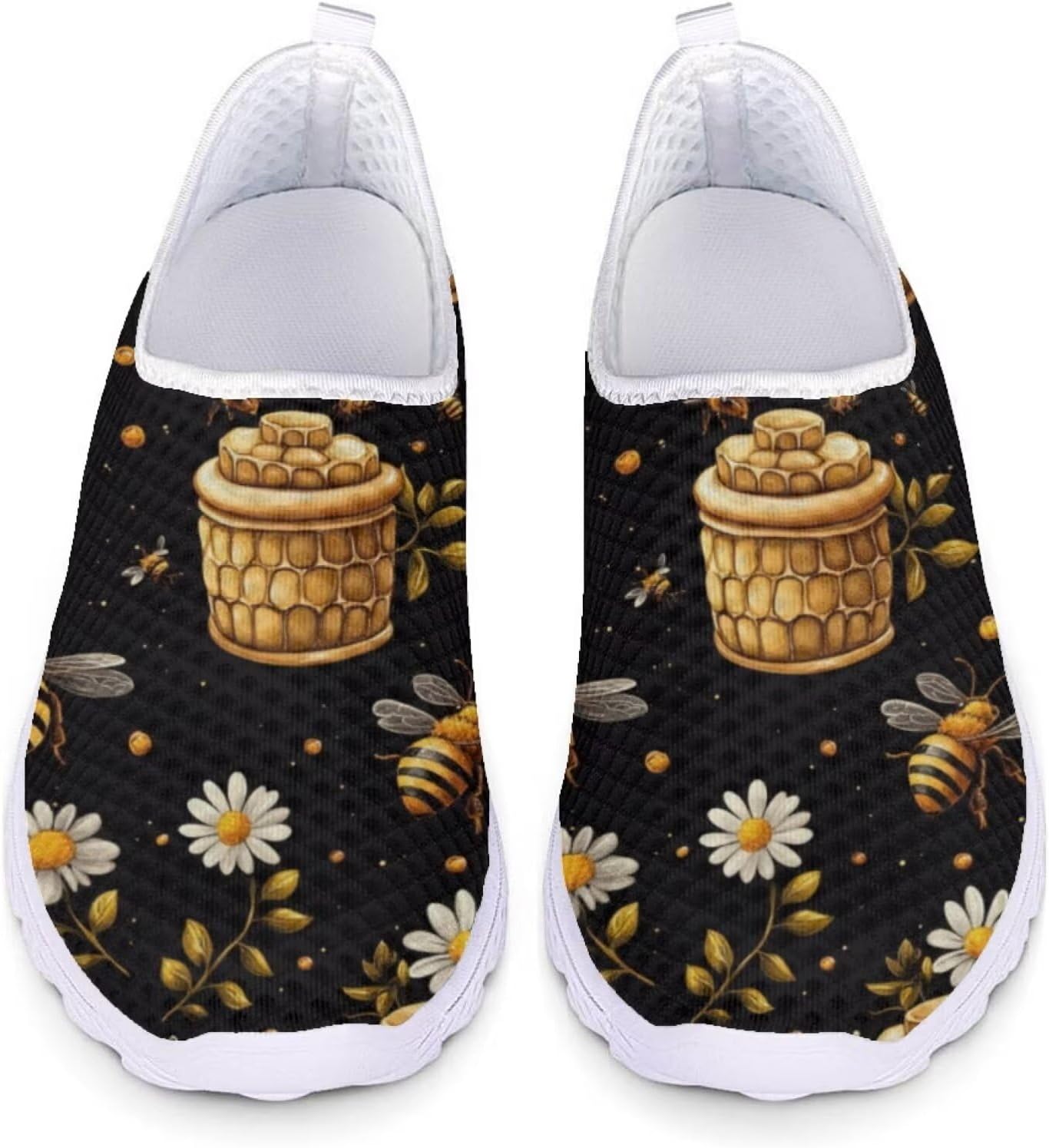 

Кроссовки унисекс Forchrinse Black Dachshund Flower, мягкие, без шнурков, для женщин и мужчин, легкие и дышащие, Bee Honey Daisy