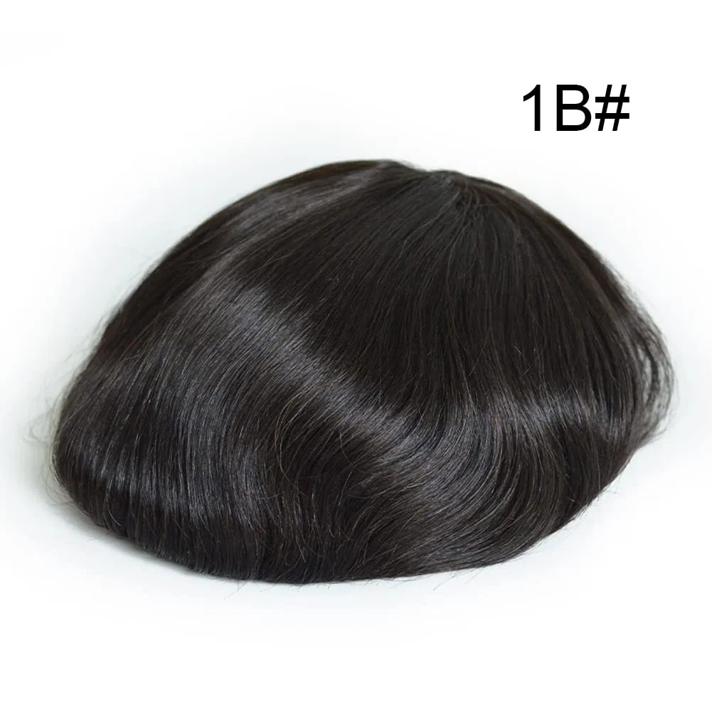 Мужской накладной парик из натуральных волос с полиуретановой основой Airao, 1B# (Natural Black) — фото 2