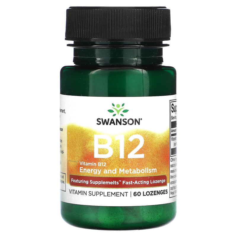 

Swanson, Витамин B12, 5000 мкг, 60 пастилок