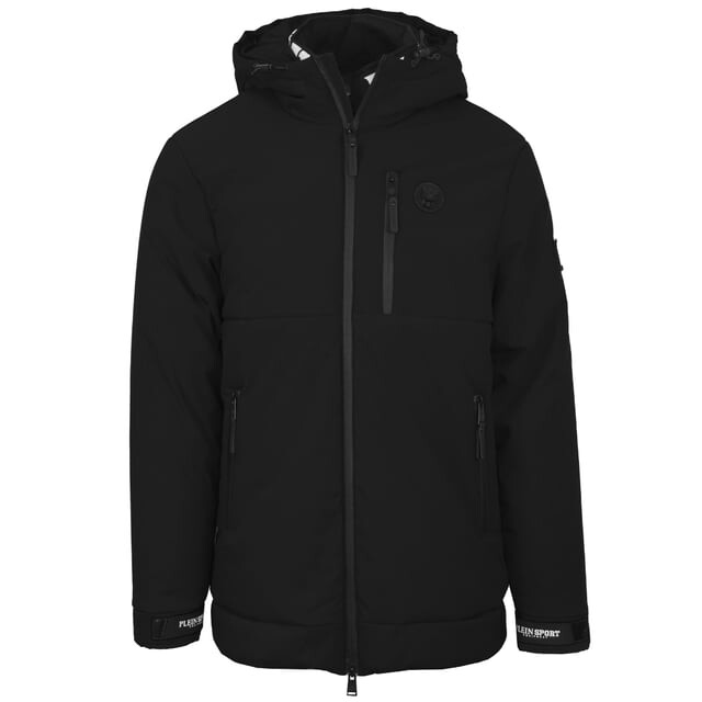 

Утепленная куртка небольшого размера с круглым логотипом Plein Sport, черный