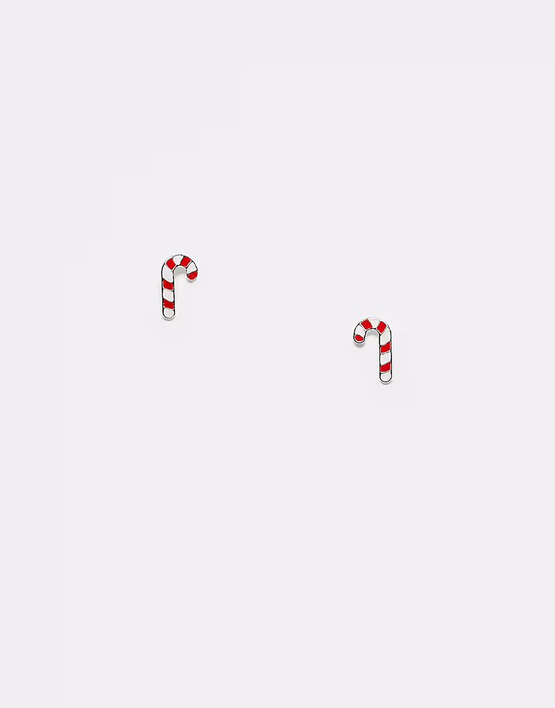 

Рождественские серьги-гвоздики в форме леденцов из стерлингового серебра Kingsley Ryan