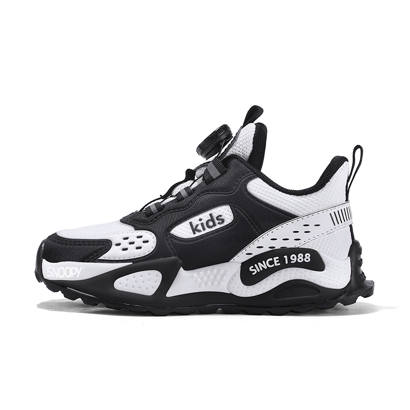 

Детские кроссовки для бега с низким верхом, устойчивые к истиранию, дышащие и нескользящие SNOOPY, черный/белый
