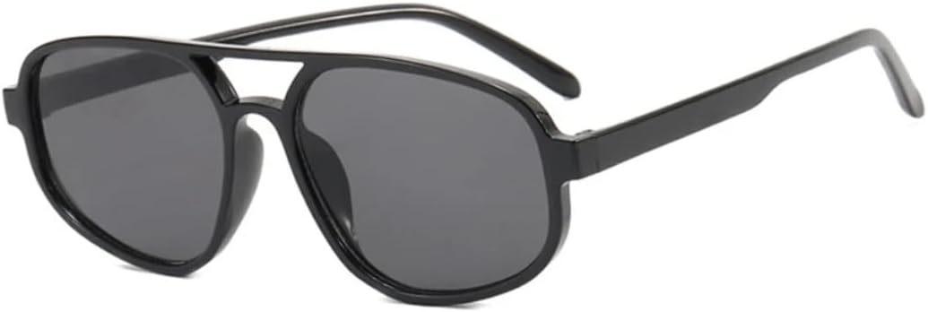 

Ретро-солнцезащитные очки с двойной перемычкой для мужчин, простые, легкие, в стиле «кошачий глаз», женские солнцезащитные очки, модные, с защитой от УФ-излучения UV400 SZVVBKK, Black Grey