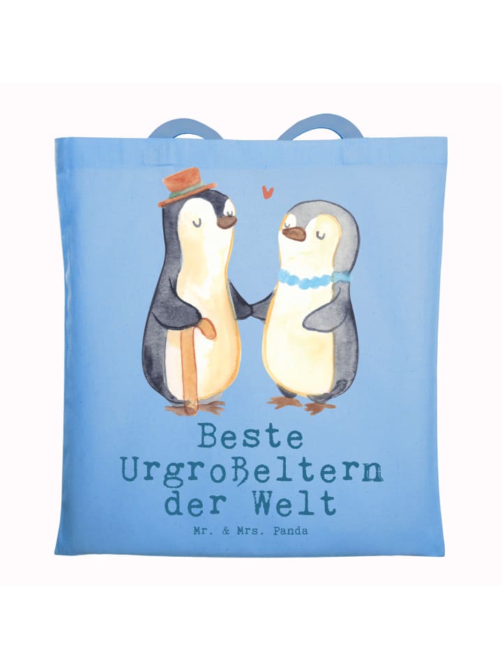 

Сумка Mr. & Mrs. Panda Tragetasche Pinguin Beste Urgroßeltern der Welt..., небесно-синий
