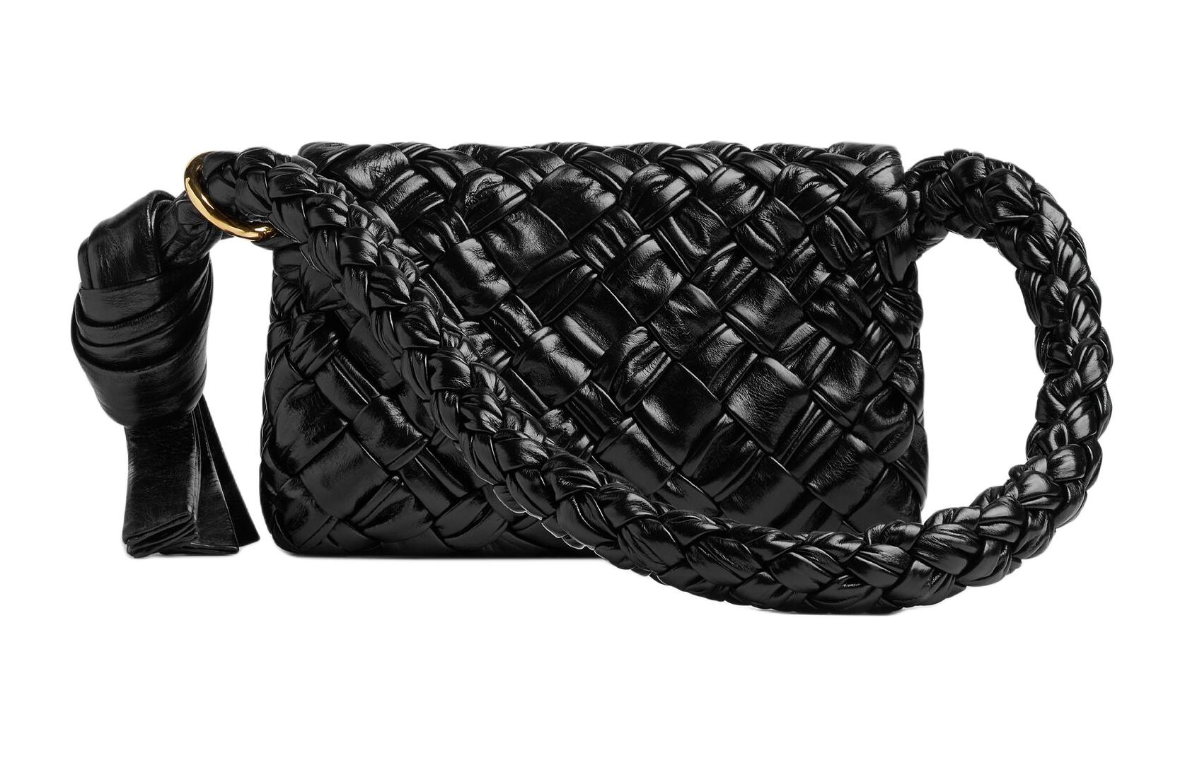 Bottega Veneta Женская сумка через плечо из телячьей кожи, черная — фото 3