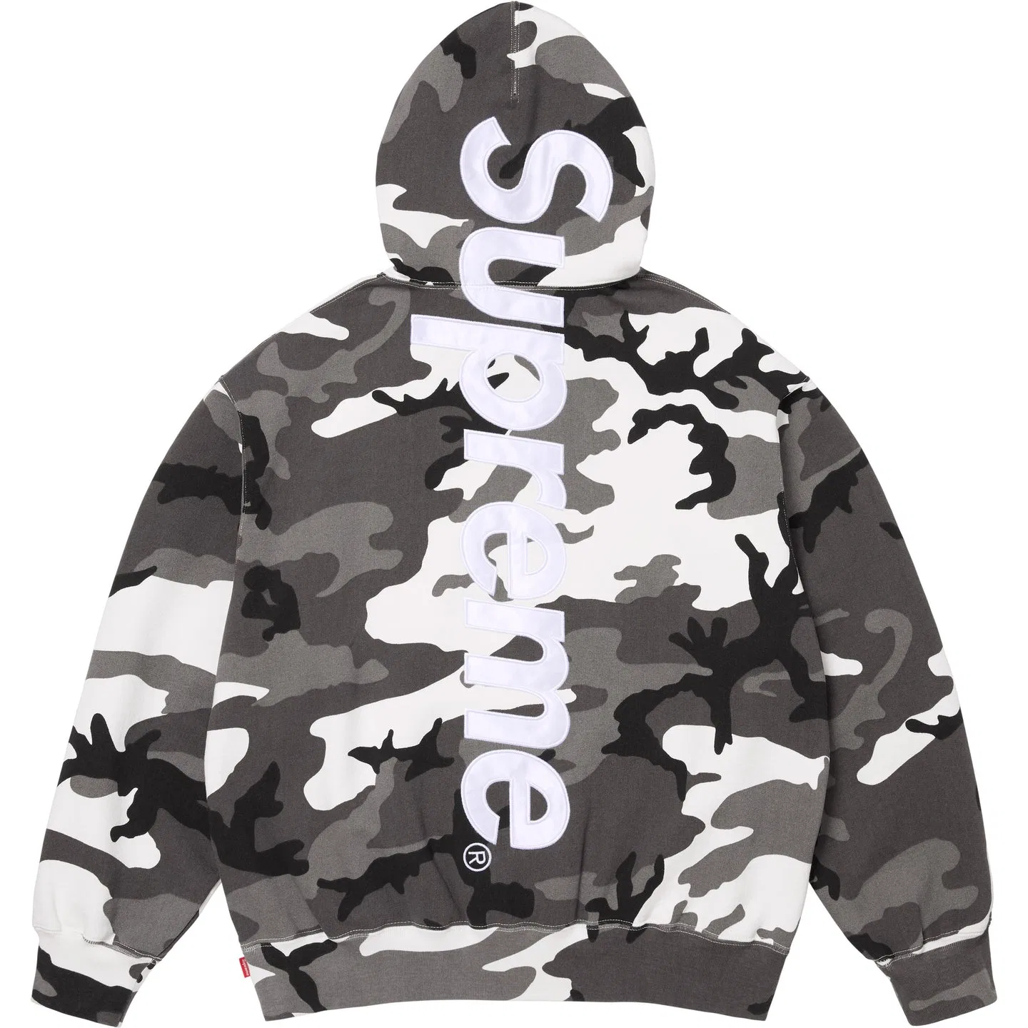 Свитшот с капюшоном из сатина Supreme Unisex Black White Camouflage