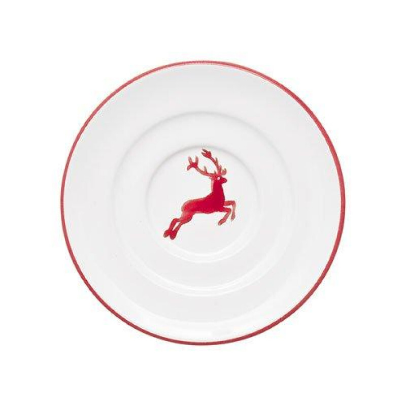 

Рубиновое кофейное блюдце Red Deer Gourmet d: 16 см Gmundner Keramik, бело-красный