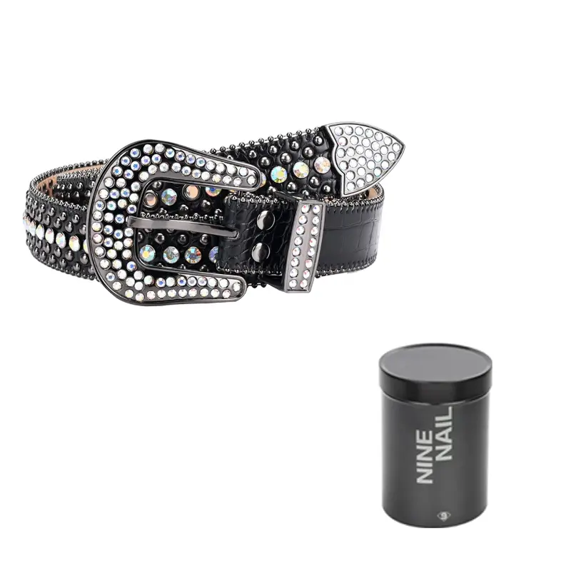 

NINE NAIL Микрофибровый пояс унисекс шириной 3,8 см, Bright Black