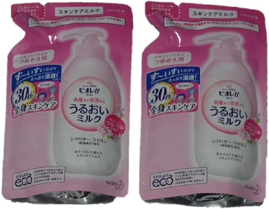 Лосьон для тела Biore U Moisturizing Milk, аромат цветов, набор для дозаправки 2 шт, 500 мл