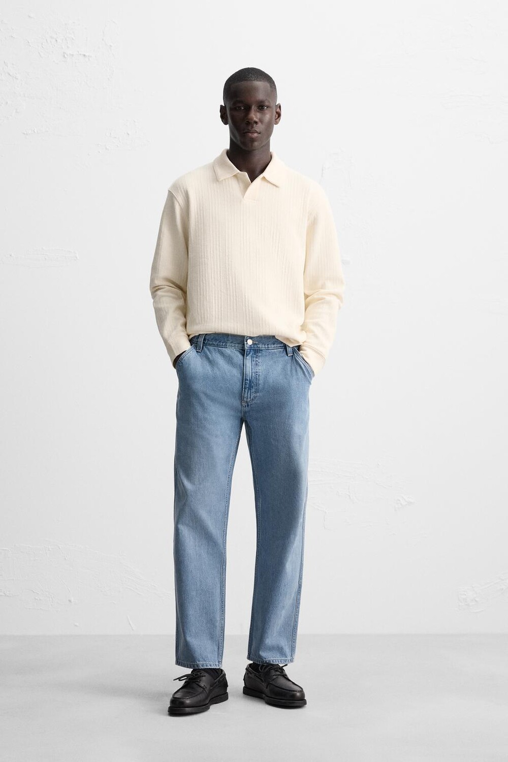 

Прямые джинсы до щилоток ZARA, средне-синий