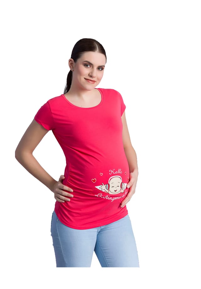 

Футболка для беременных с надписью «Привет любимому человеку» M.M.C., красный
