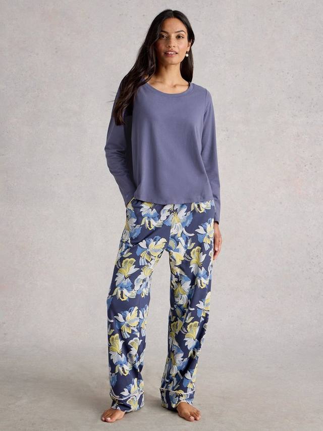 

Пижамная блузка Eva с круглым вырезом из джерси White Stuff, Dark Purple