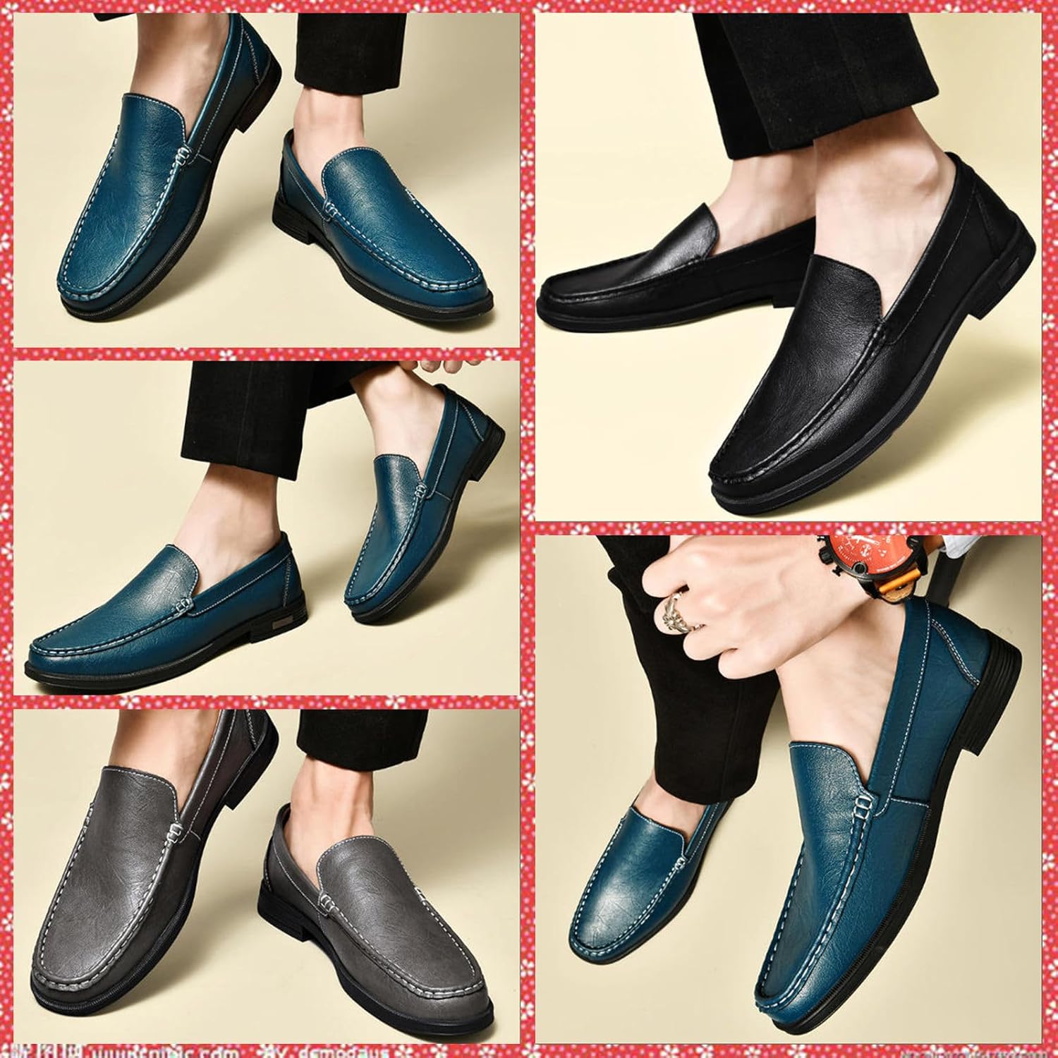 Мужские кожаные лоферы, удобные туфли-слипоны, комфортная повседневная обувь, мужские оксфорды, подходят для работы, бизнеса, офиса и других мероприятий Generic, синий — фото 2