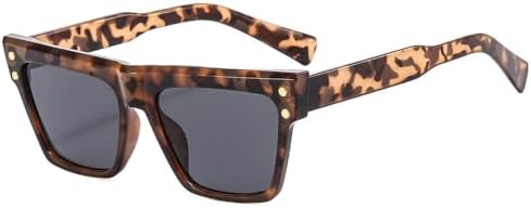 

Квадратные солнцезащитные очки 2027 для женщин и мужчин, зеленые, винтажные, розовые, с защитой от УФ-излучения UV400, мужские и женские, с леопардовым принтом MTZJH, Leopard Black