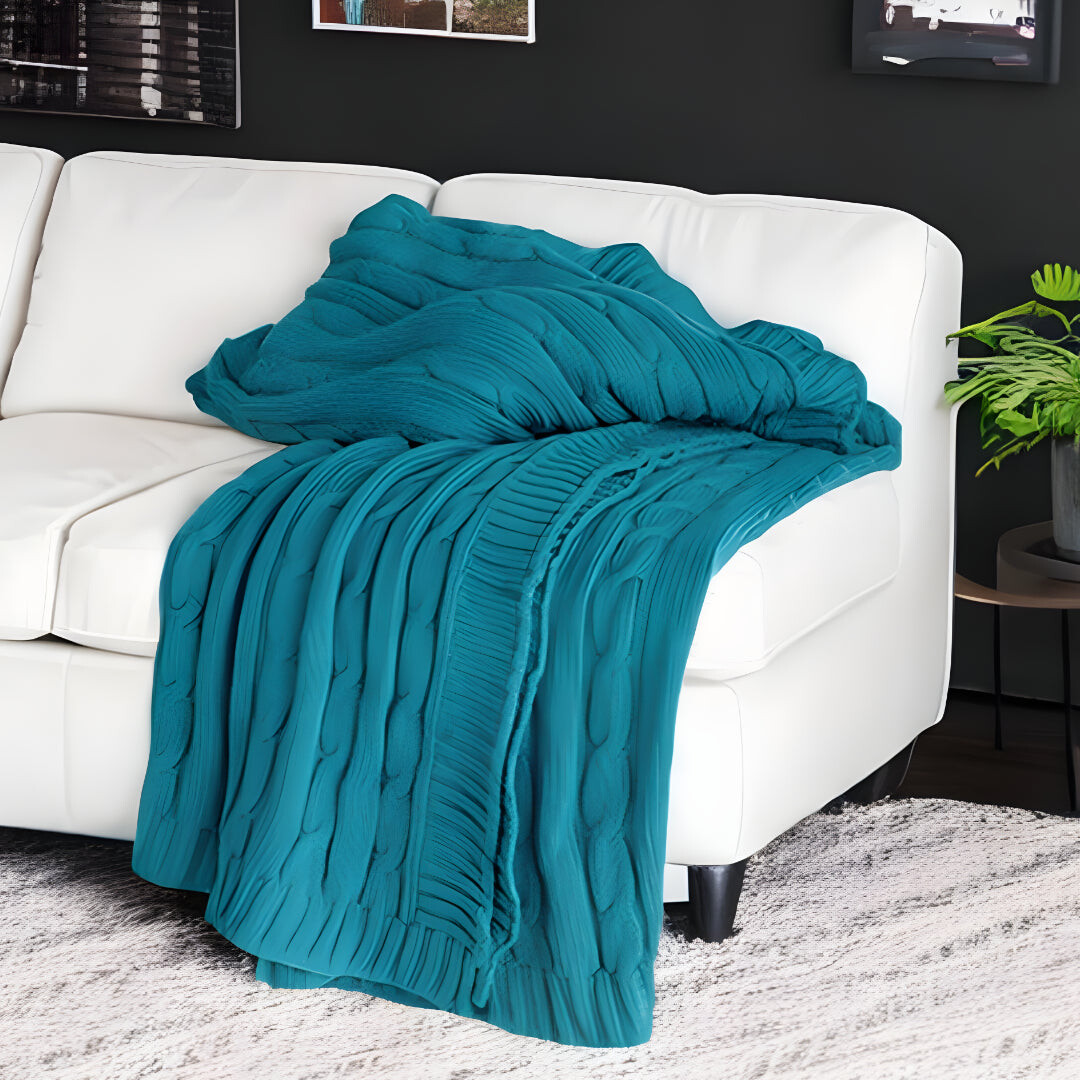 

Бирюзовое вязаное одеяло из 100% хлопка Homezia, цвет Multicolored