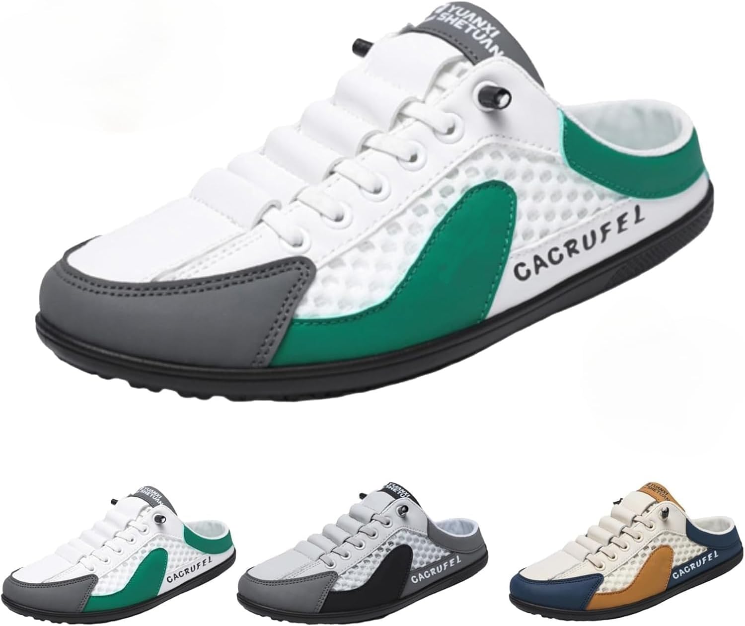 

GHTRHSB Новые летние слипоны для мужчин, спортивные тапочки для мужчин, мужские кроссовки без задника, повседневные мюли, дышащие сетчатые слипоны, зеленый