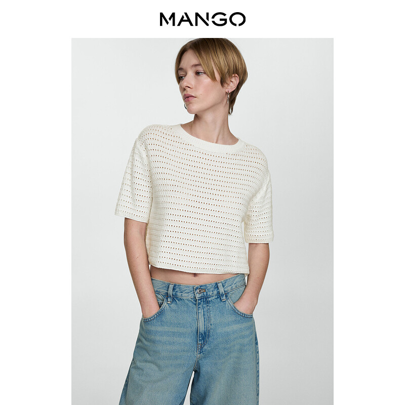 

Свитер женский Mango сетчатый, белый