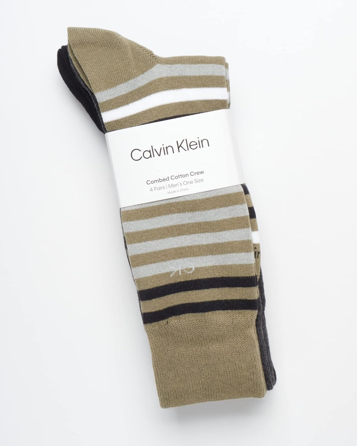 Мужские носки Calvin Klein Crew Socks - 4 пары, легкие, влагоотводящие, мягкие, спортивные носки для мужчин, для занятий спортом и бега, Kalamata — фото 2