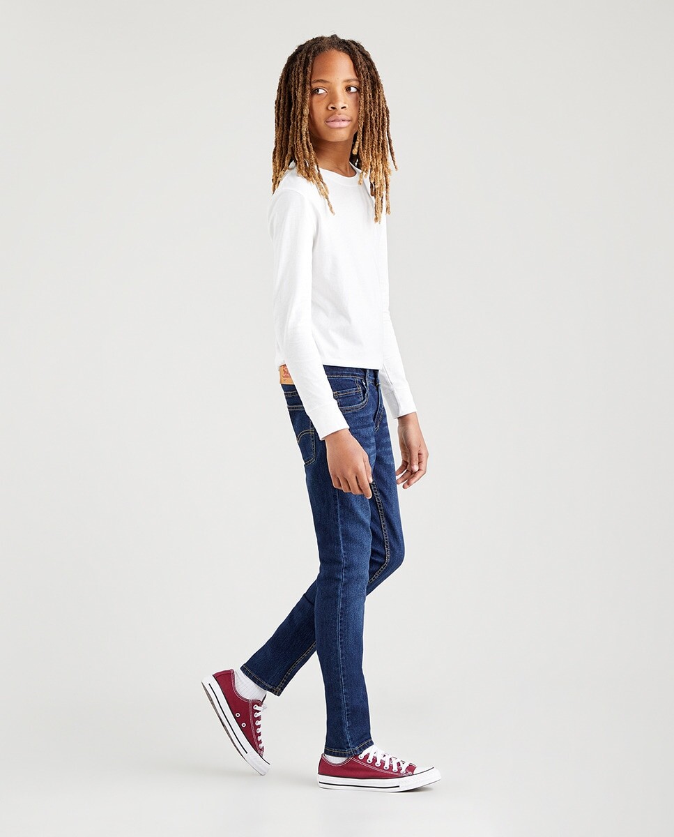Узкие брюки для мальчика темно-синего цвета Levi's, темно-синий — фото 4