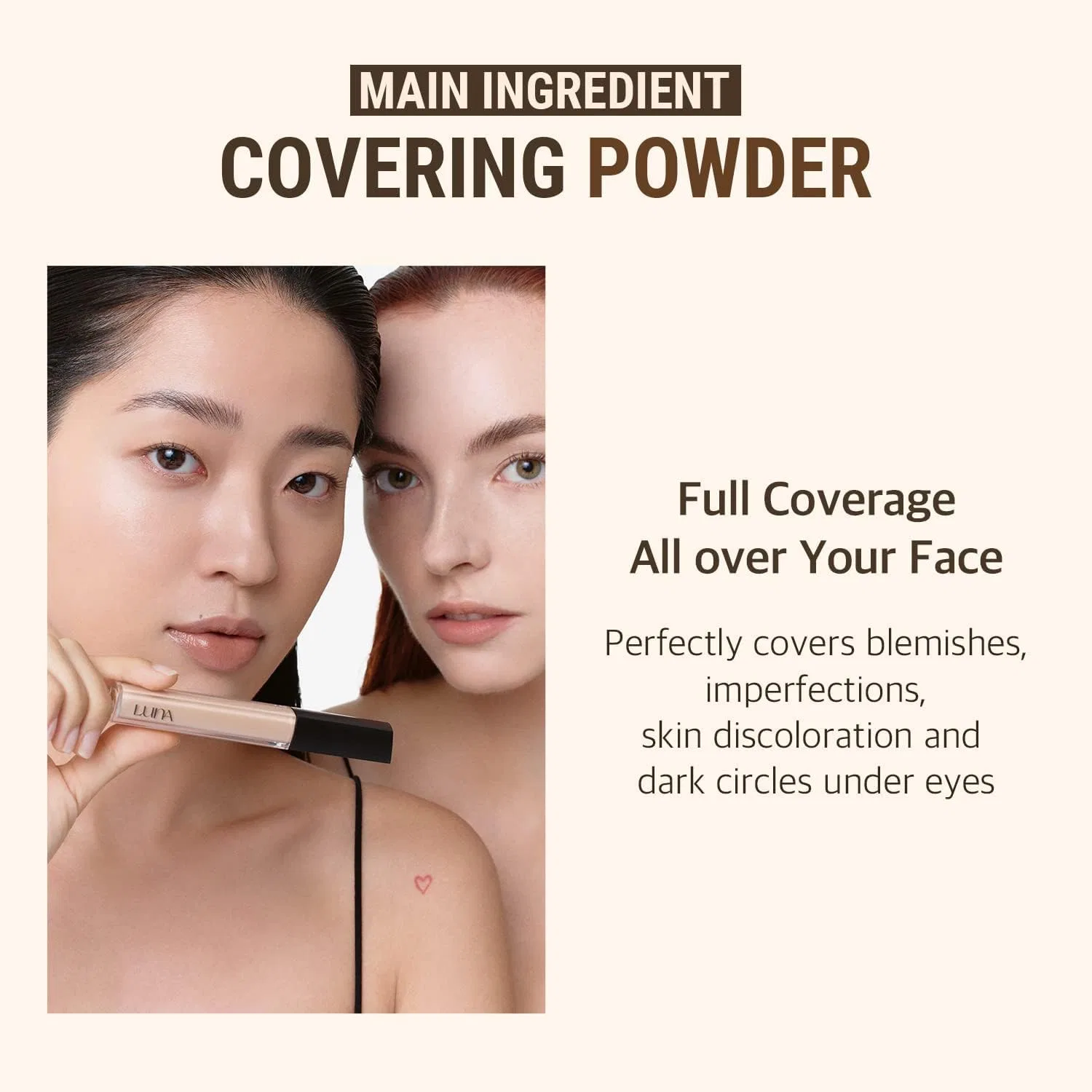 Консилер LUNA Long Lasting Conceal Palette No. 1 Clear Cover + Big Size Chip Concealer Skin Cover No. 1 Vanilla — фото 4