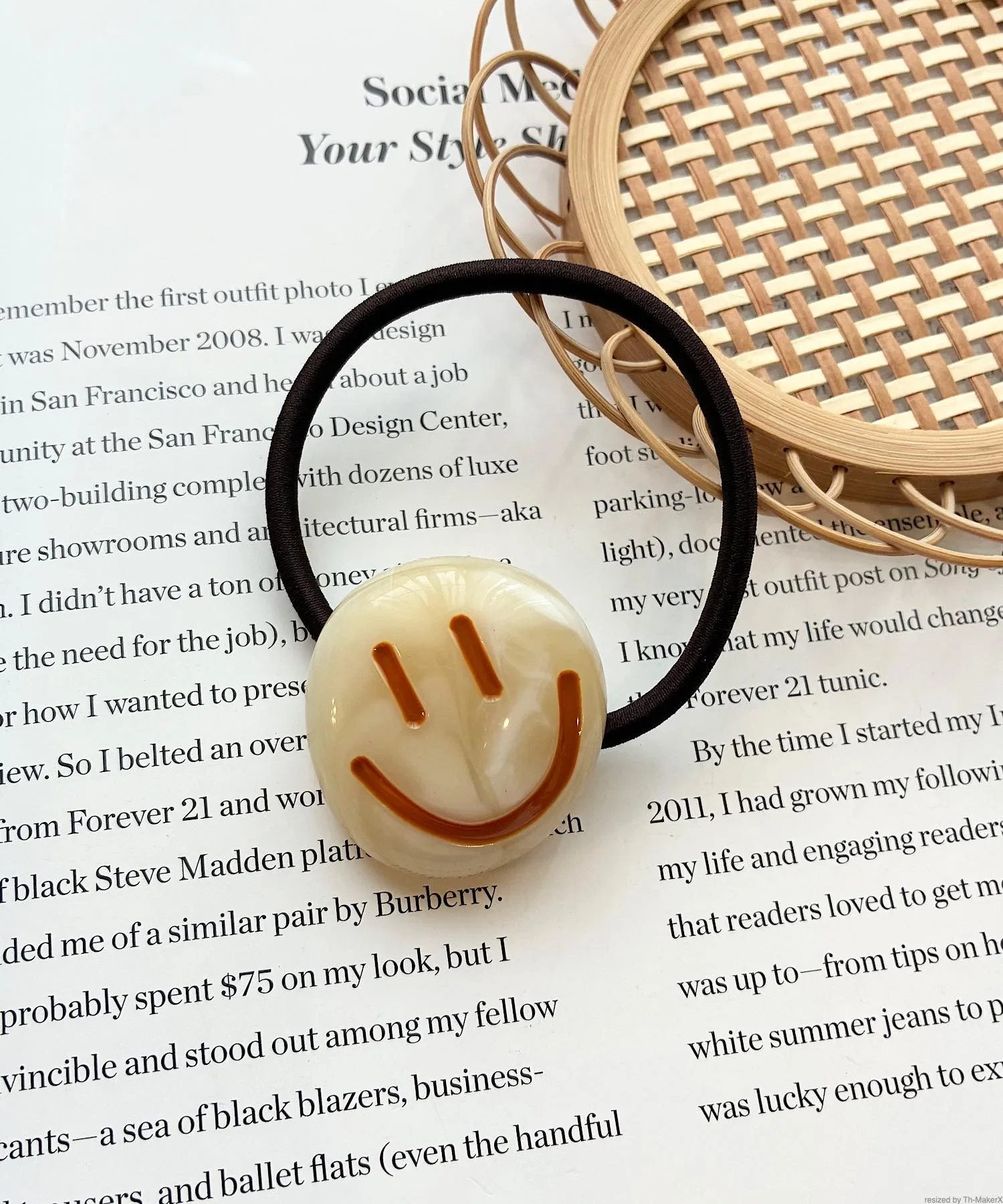 Резинка для волос pur chouchou Marble Smile VIBGYOR, айвори