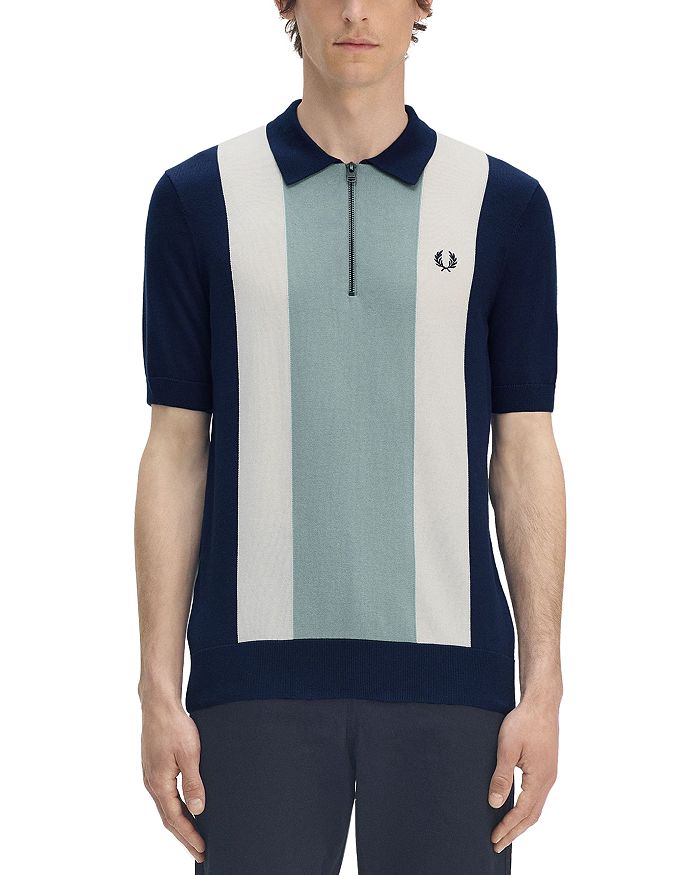 

Классическая поло с вертикальной полоской и молнией на четверть Fred Perry, мультиколор