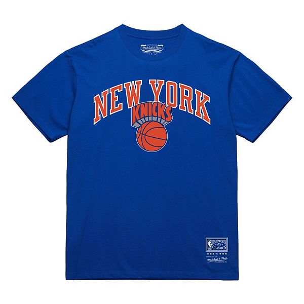 

Мужская футболка new york knicks hardwood classics vintage logo синяя Mitchell & Ness