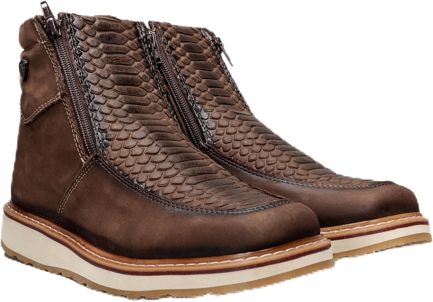 

Мужские западные туфли Rodeo Cartie Marcoa с современным рисунком под питона и двойной молнией, коричневый