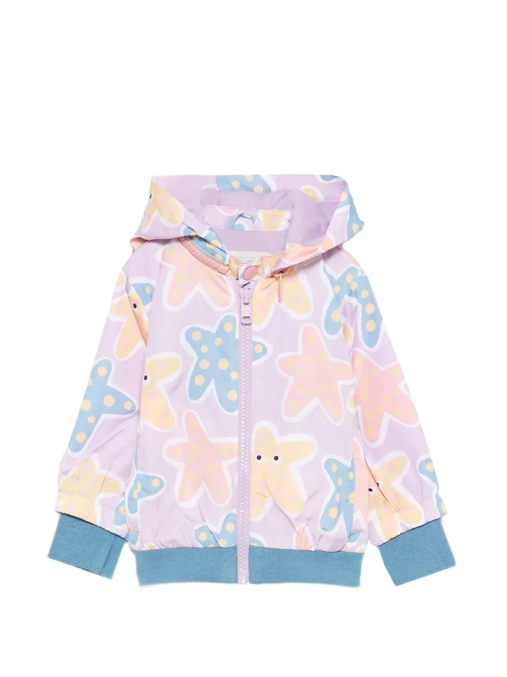 Куртка с капюшоном и принтом морских звезд Stella McCartney Kids, фиолетовый
