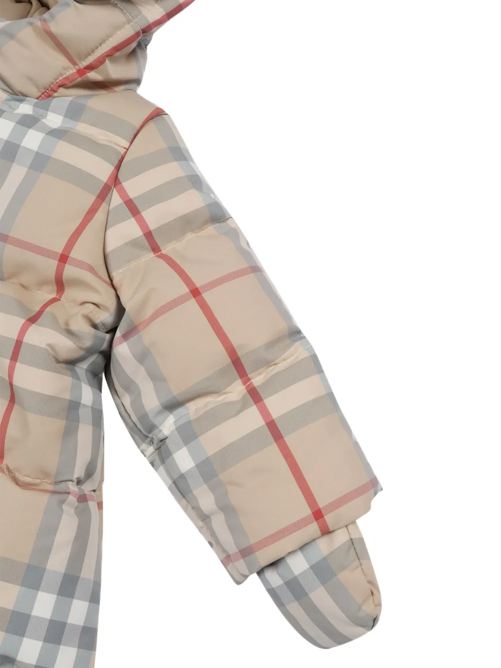 Стеганый комбинезон в клетку с подкладкой BURBERRY KIDS, нейтральный — фото 3