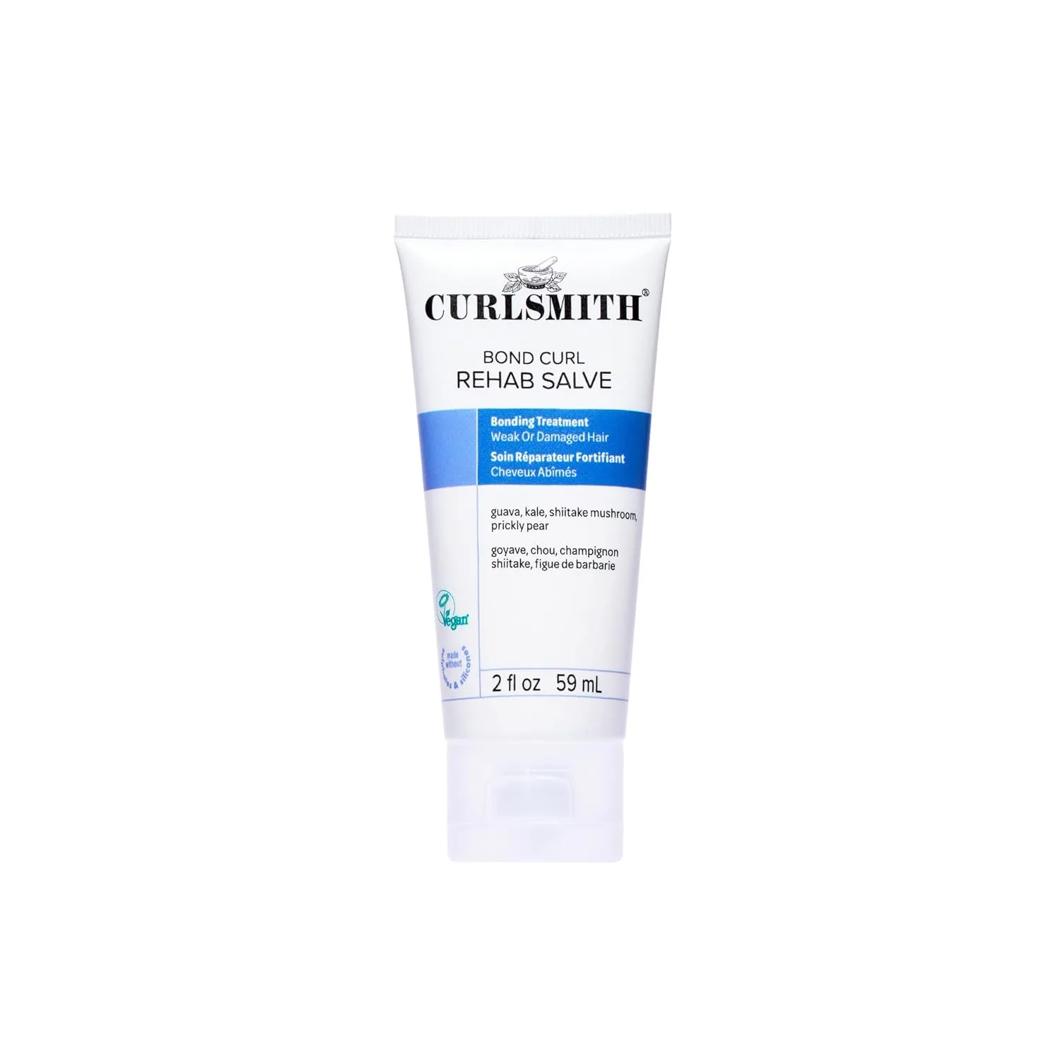 CURLSMITH Bond Curl Rehab Salve - средство с высоким содержанием протеинов, восстанавливающее структуру волос, подходит для всех типов кудрей, веганский продукт, не тестируется на животных. 59 мл (.)