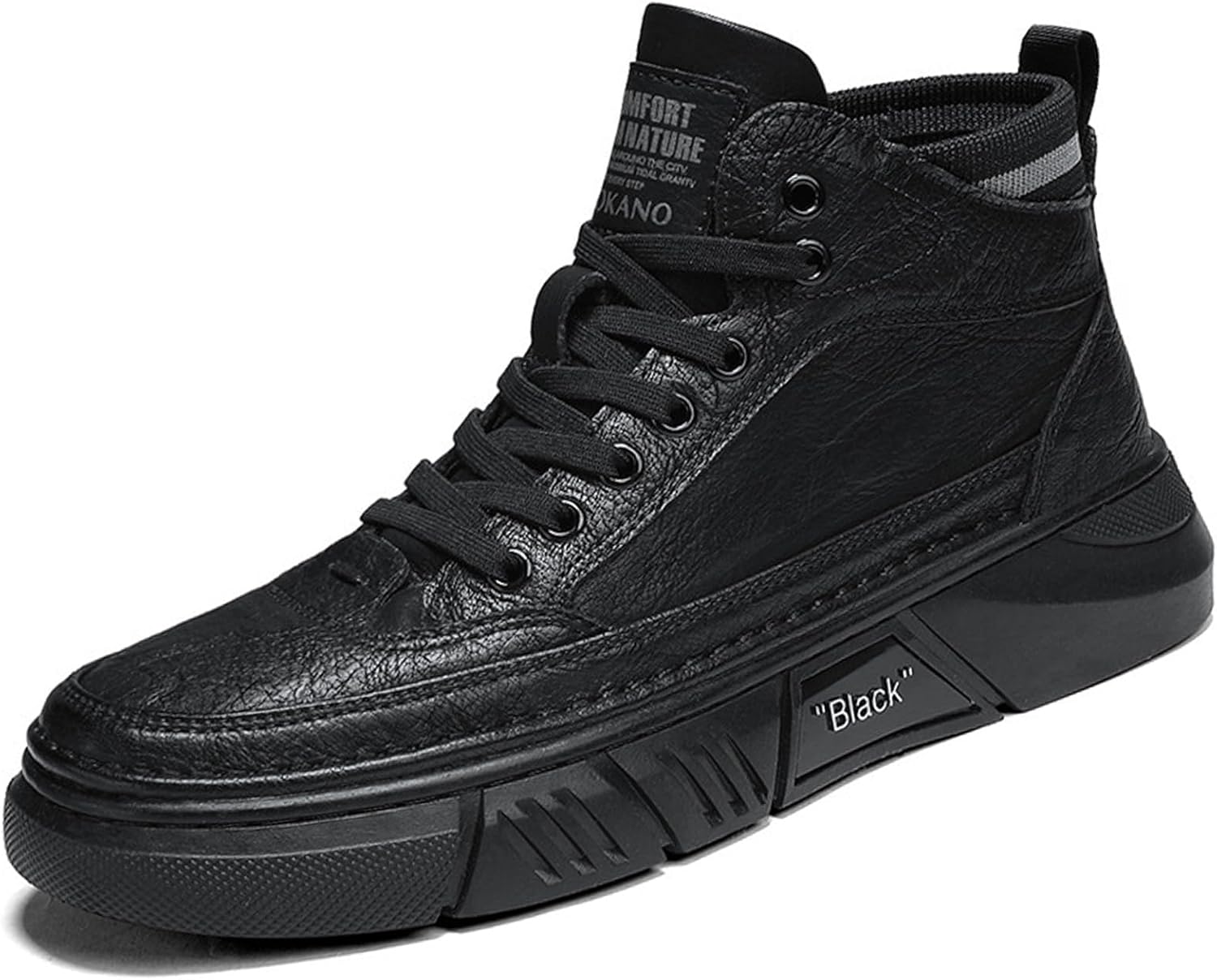 

DEVILEYEZE Мужские повседневные черные высокие итальянские кожаные ботинки, осень/зима, водонепроницаемые, с амортизацией, оксфорды на шнуровке, нескользящие, чукка до щиколотки