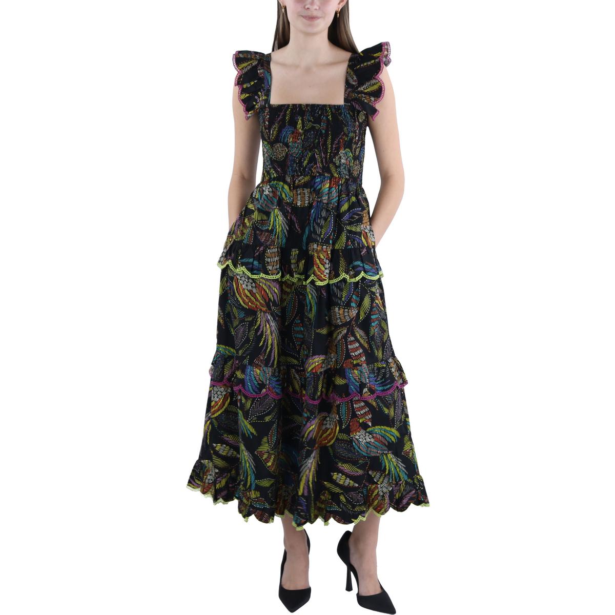 

Женское хлопковое длинное платье макси Vince Camuto, цвет black multi