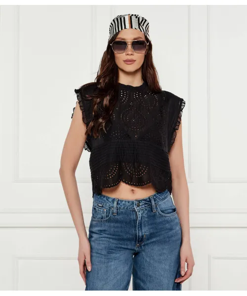 

Кружевная блузка c_bredy Cropped fit Boss Orange, черный