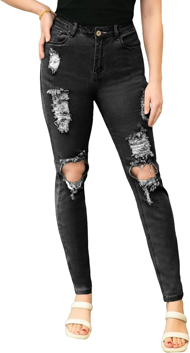 

Anna-Kaci женские джинсы с высокой талией, скинни, рваные