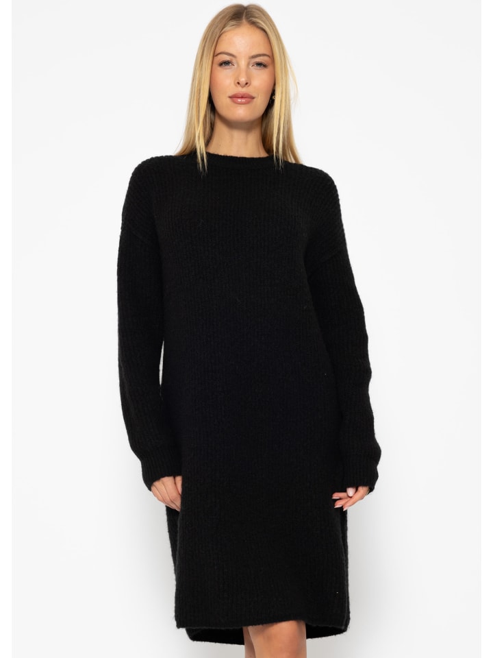 

Платье до колена SASSYCLASSY Geripptes Strickkleid, черный