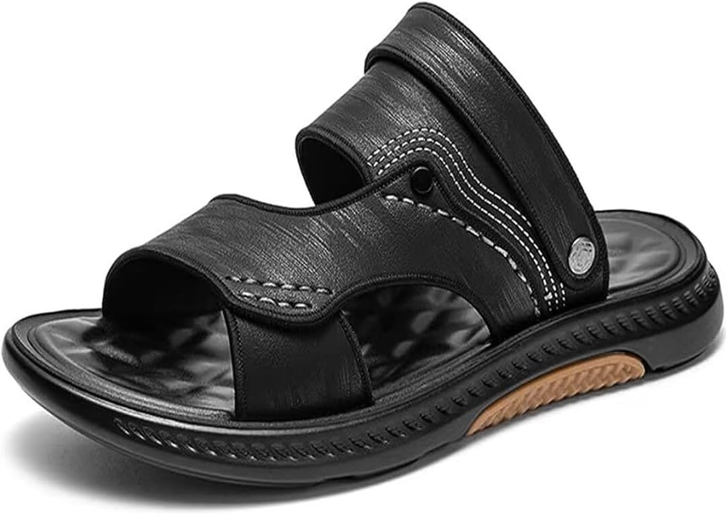 

Мужские сандалии-тапочки для путешествий на открытом воздухе, противоскользящие, легкие, дышащие, пляжные, модные, повседневные мужские сандалии Generic, черный