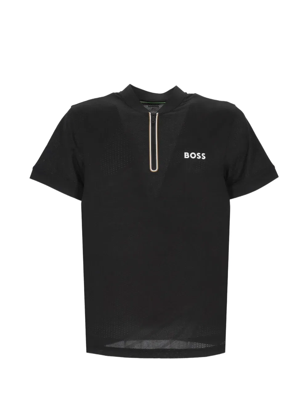 Перфорированная рубашка-поло на молнии Boss, черный