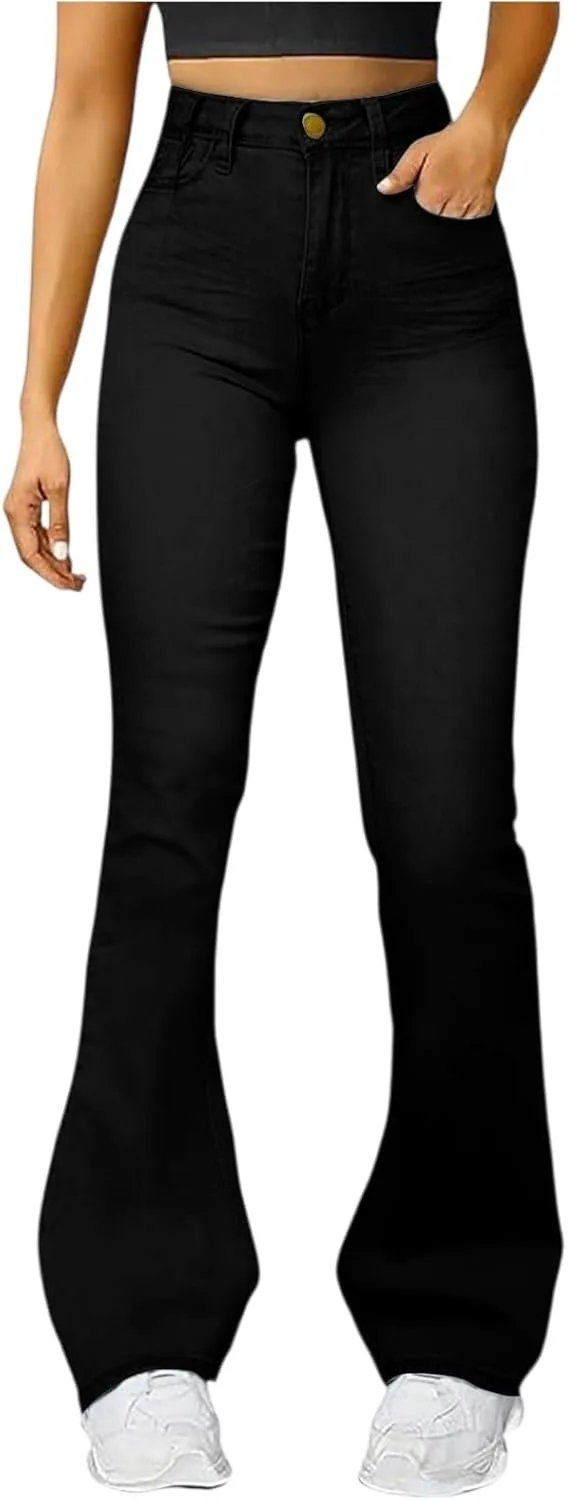 

Flare Jeggings для женщин, эластичные, с высокой посадкой, в стиле bootcut