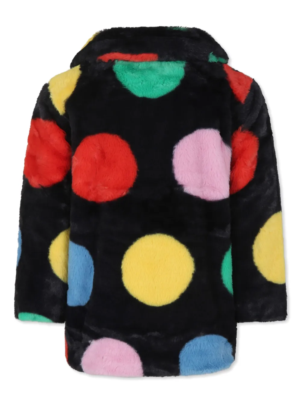 Шуба из искусственного меха в горох Stella McCartney Kids, черный — фото 2