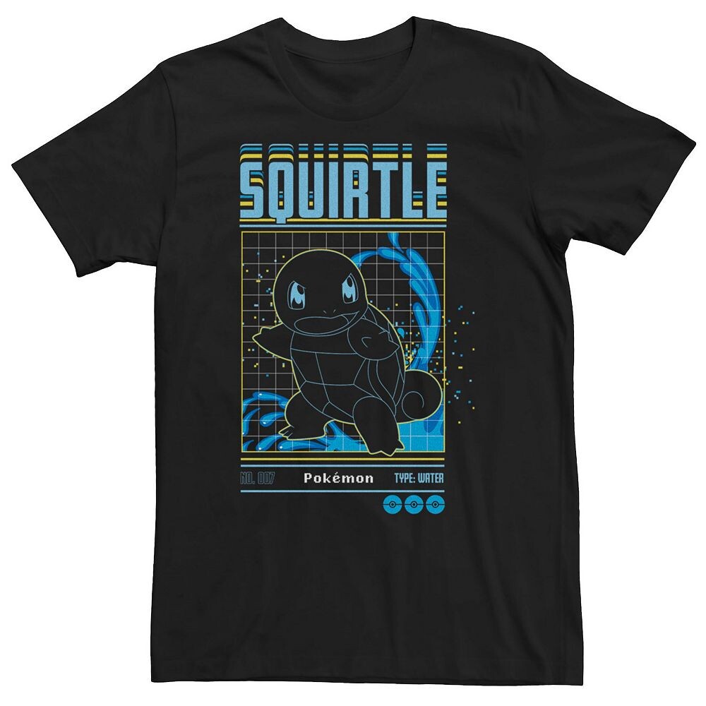 

Футболка с рисунком в виде сетки Big & Tall Pokemon Squirtle Blueprint, черный