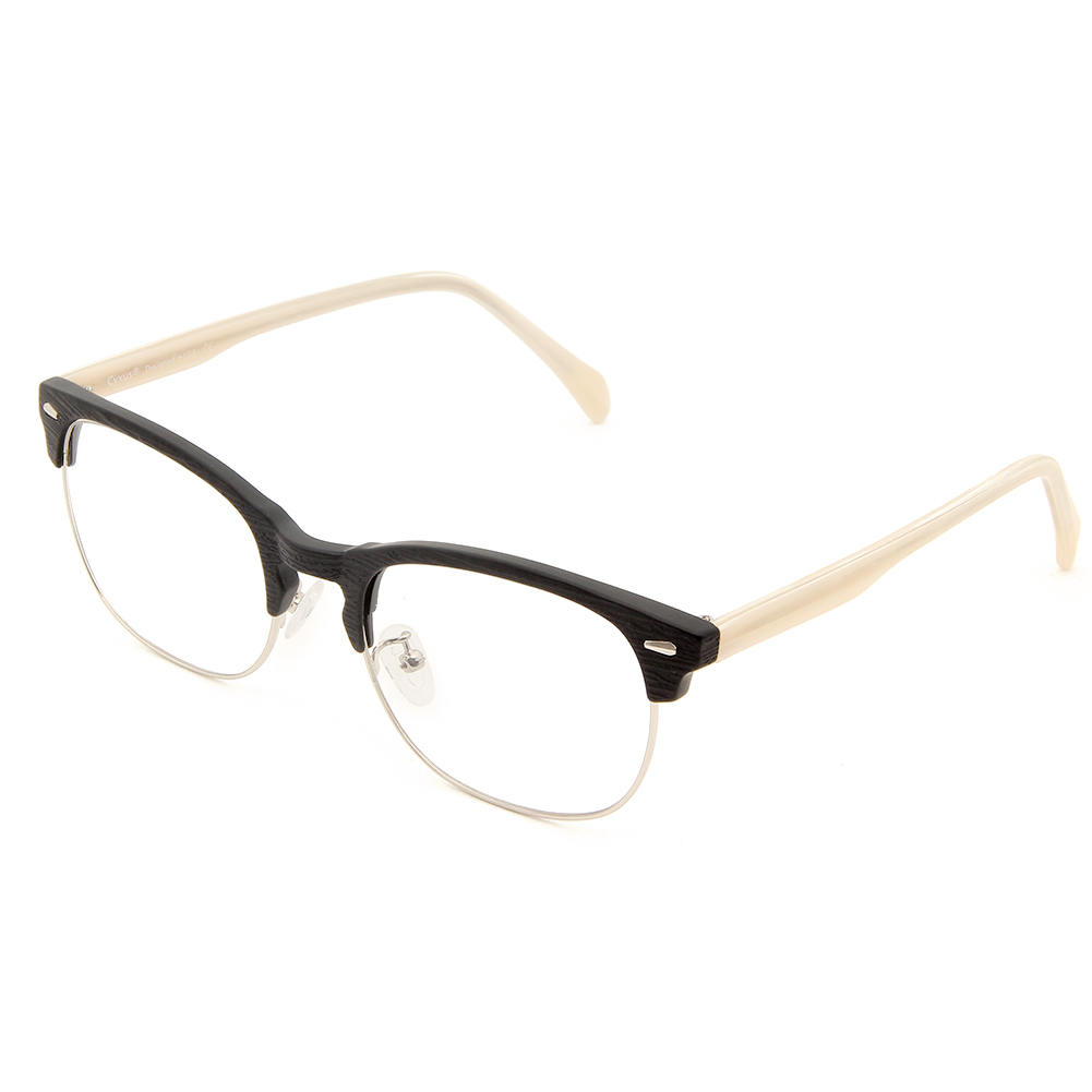 

CYXUS Пластиковая овальная оправа для очков унисекс, Wood grain matte black/beige legs T21